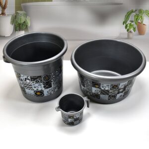 Large Capacity Plastic Bathroom Set of 7Pieces (1pc Big Tub, 1pc bucket,1pc , 1pc Mug, 1pc Soap Case, 1pc , 1pc Stool)