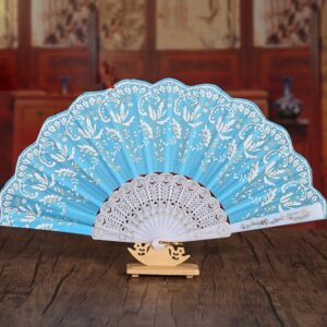 Chinese-style folding fan with floral designs