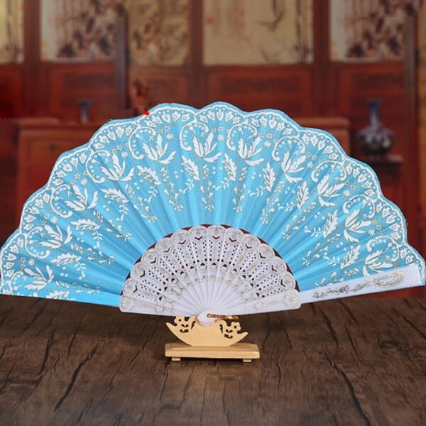 Chinese-style folding fan with floral designs