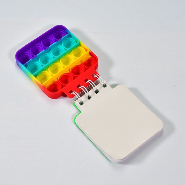 Square  it Fidget Spiral Notebook Bubble Push  Fidget Silicon Toy Book Stress Relief Anxiety School Stationery Notebook.