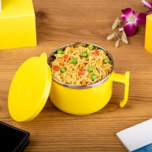 Red soup bowl with lid and handle